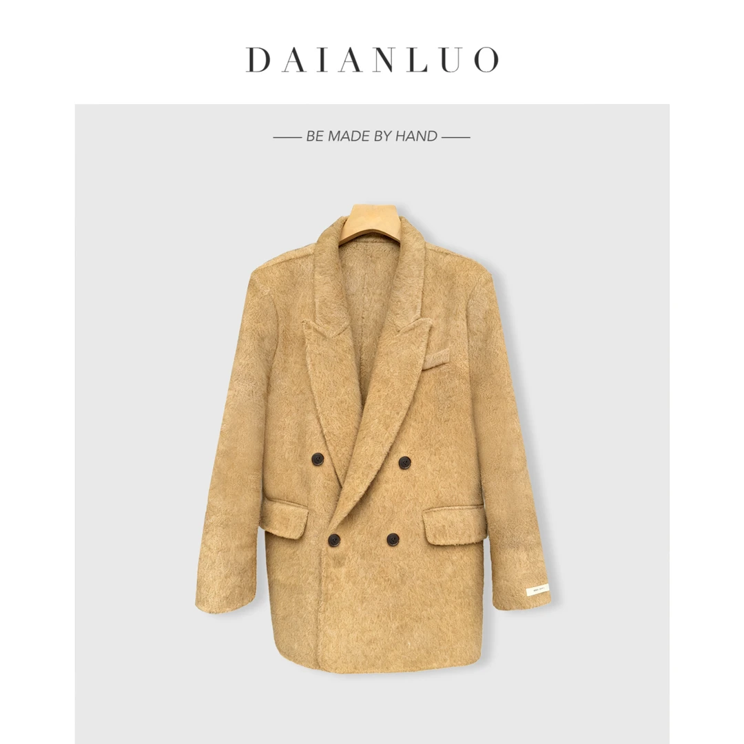 【主播外套】秋冬双面羊毛大衣加厚外套女气质大衣宽松短款毛呢西装