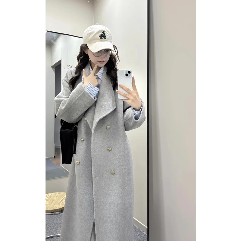 高级感呢子大衣女2025秋冬季新款毛呢外套小个子韩系慵懒风中长款