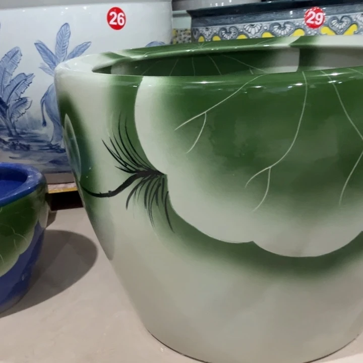 缸80绿荷加底座陶瓷
