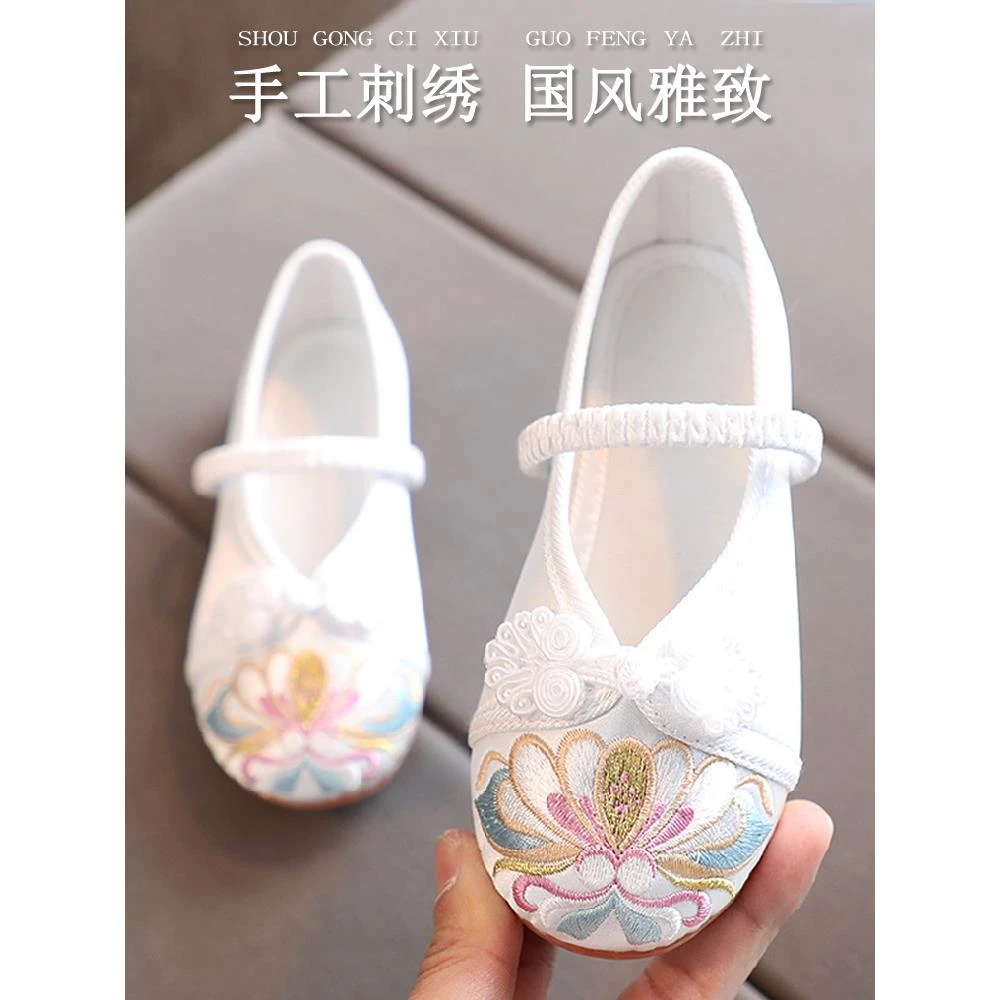 老北京儿童布鞋古风公主鞋子古装女童绣花鞋宝宝手工汉服鞋子软底