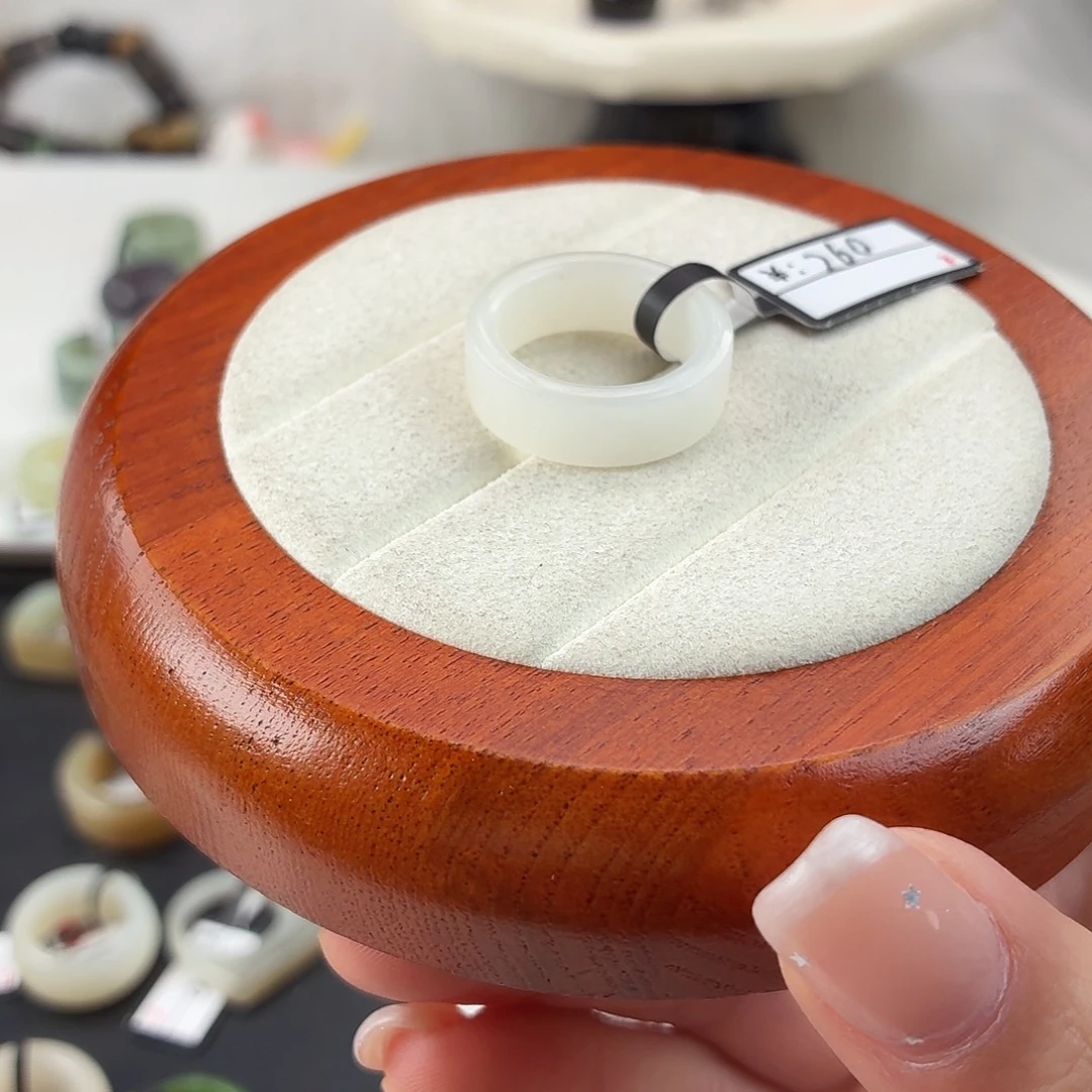 和田玉未镶嵌戒指Q30白玉圆切内径17.3港码15