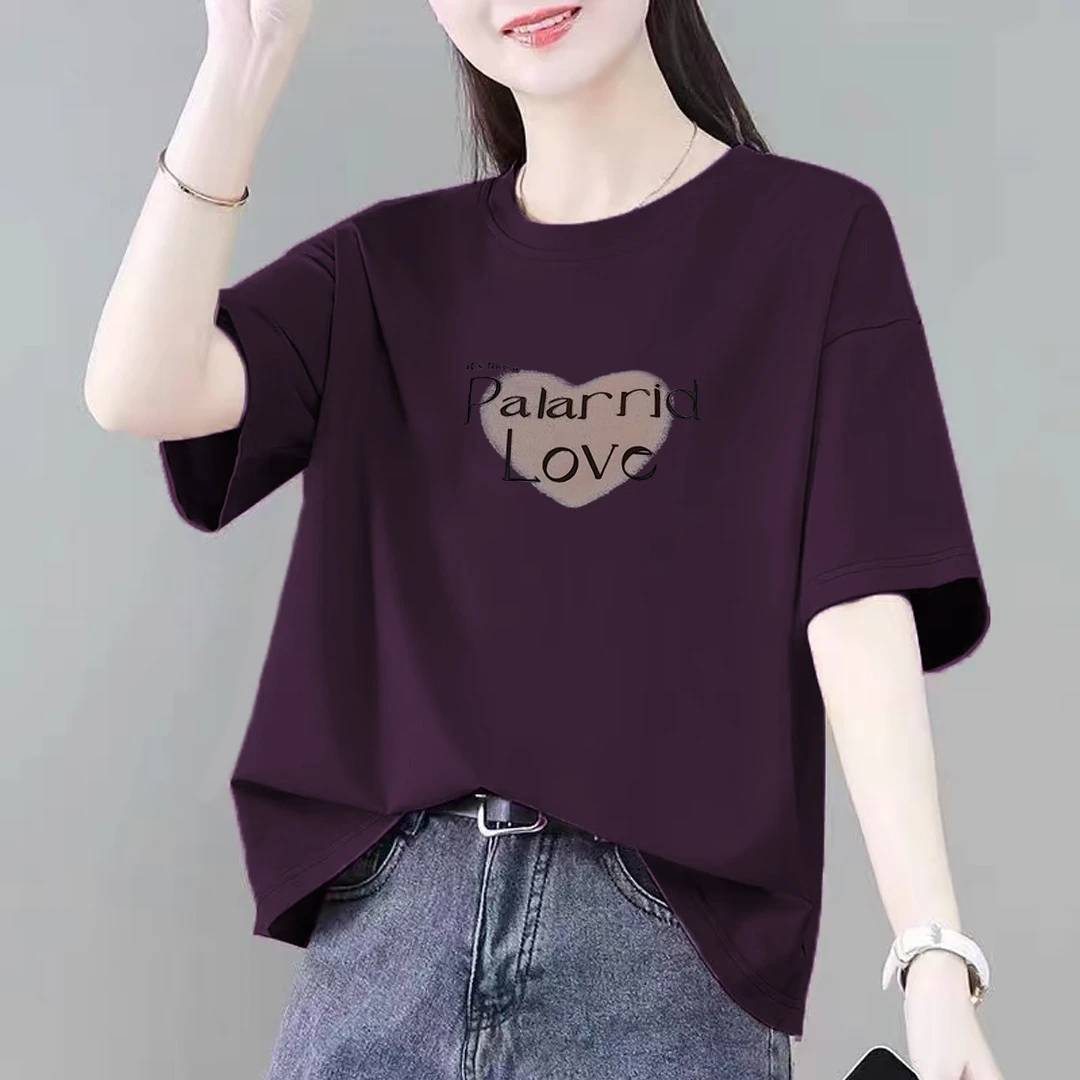 韩版新款女士纯棉短袖t恤夏季爆款时尚洋气半袖宽松大码女装上衣