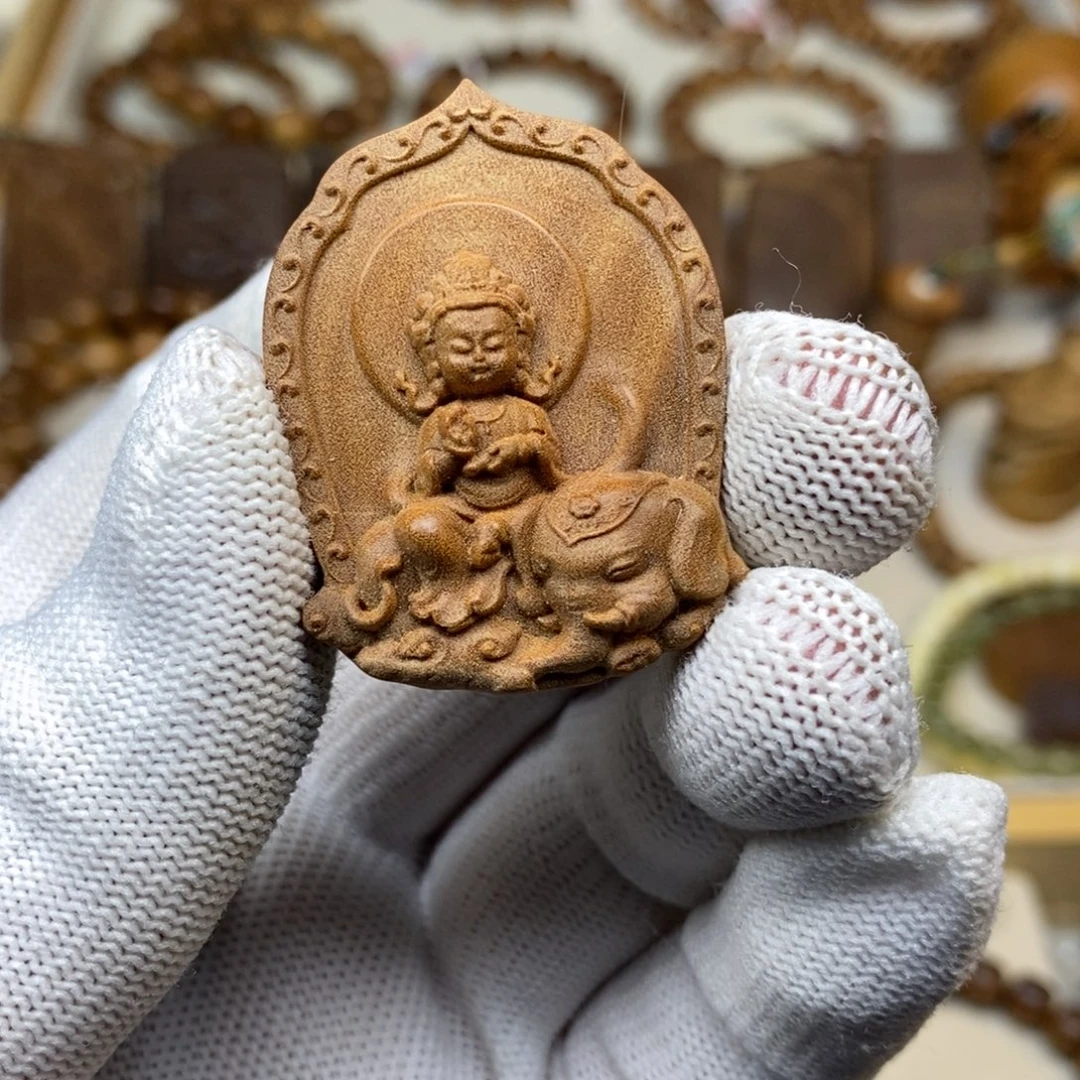 檀香木吊坠迈索尔老山檀普贤菩萨宝宝佛