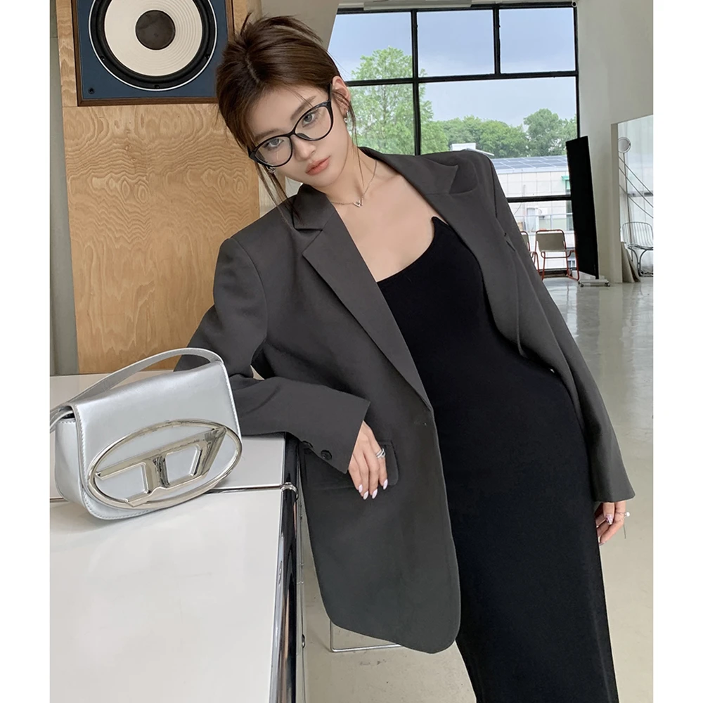 2025秋冬新款高级感设计女士灰色休闲西装外套女上衣气质百搭