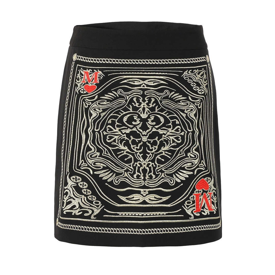 高级感撞色提花设计感半身裙秋季高腰百搭直筒短裙210286-91108