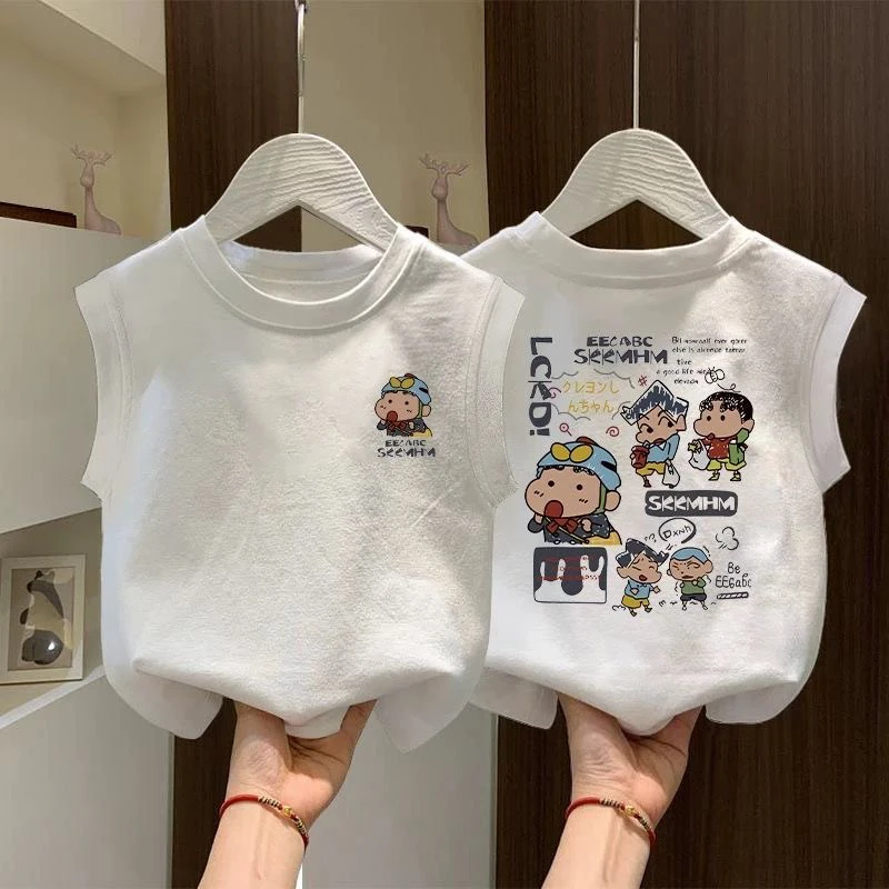 儿童新款纯棉背心男孩简约外穿男童夏季女童无袖宝宝洋气童装上衣