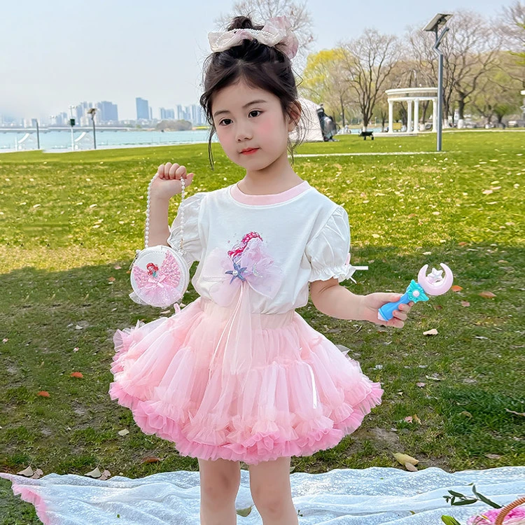 女童套装夏季2025洋气女宝宝蛋糕tutu公主裙子儿童夏季两件套3岁