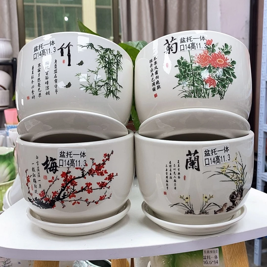 陶瓷@陶瓷花盆@@梅兰竹菊