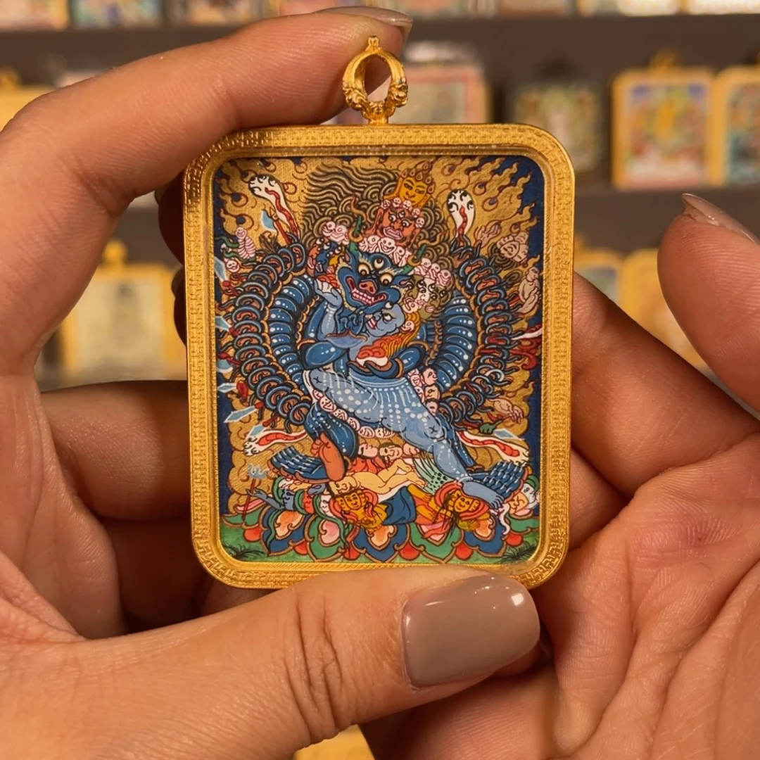 吊坠大威德青海热贡唐卡