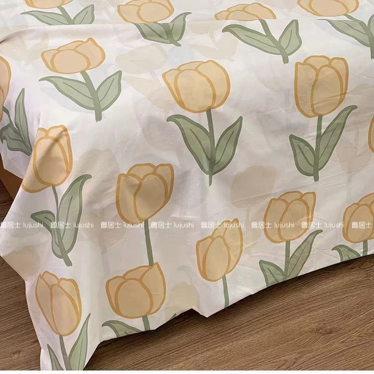 免费加工纯棉100%棉斜纹床品面料郁金香