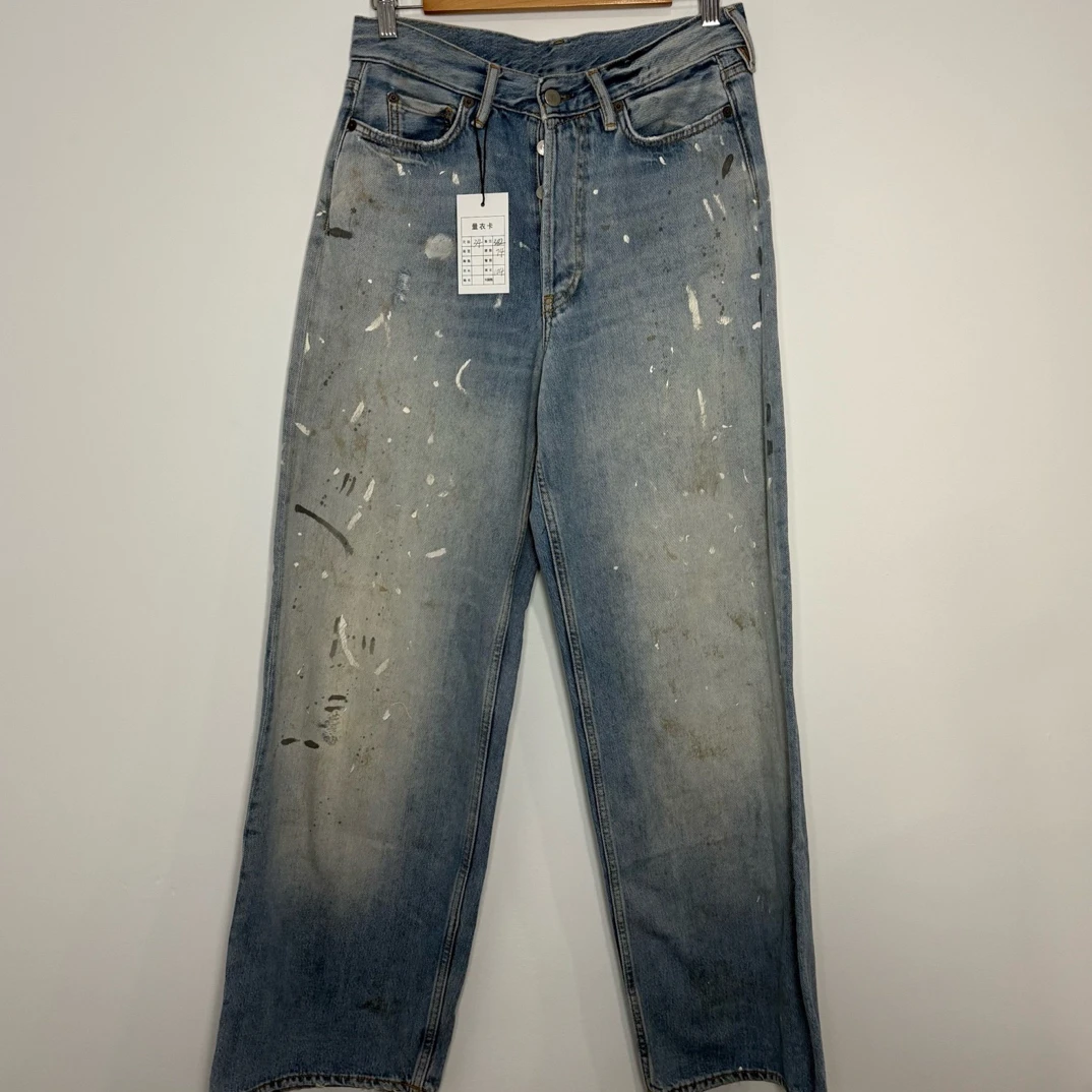 99新 Acne studio （vd）1981F蓝色泼墨牛仔裤  0382