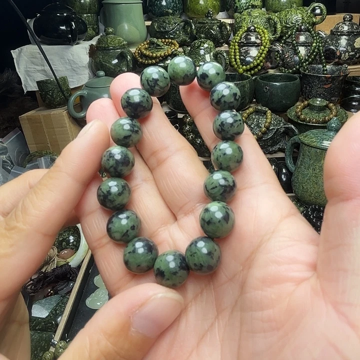 蛇纹石玉未镶嵌珠宝半成品藏玉药王石福利款1.2手串