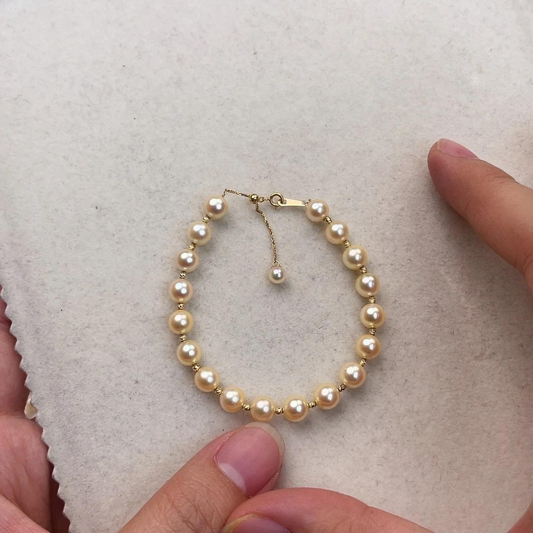 海水珍珠18K金镶嵌手绳