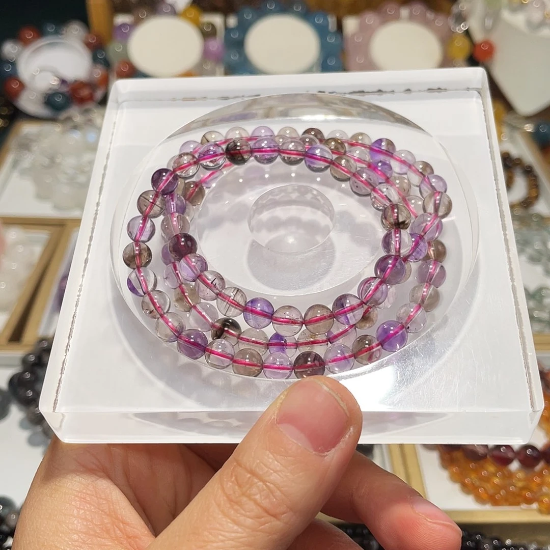 恭***发水晶手链未镶嵌黑加仑紫水多圈