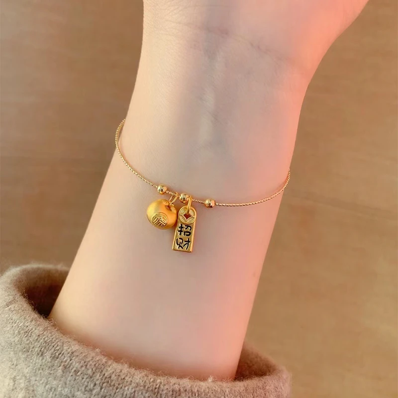 合金手镯 小桃花手镯可调节极细软镯串珠diy可穿金配饰珠手链叠戴