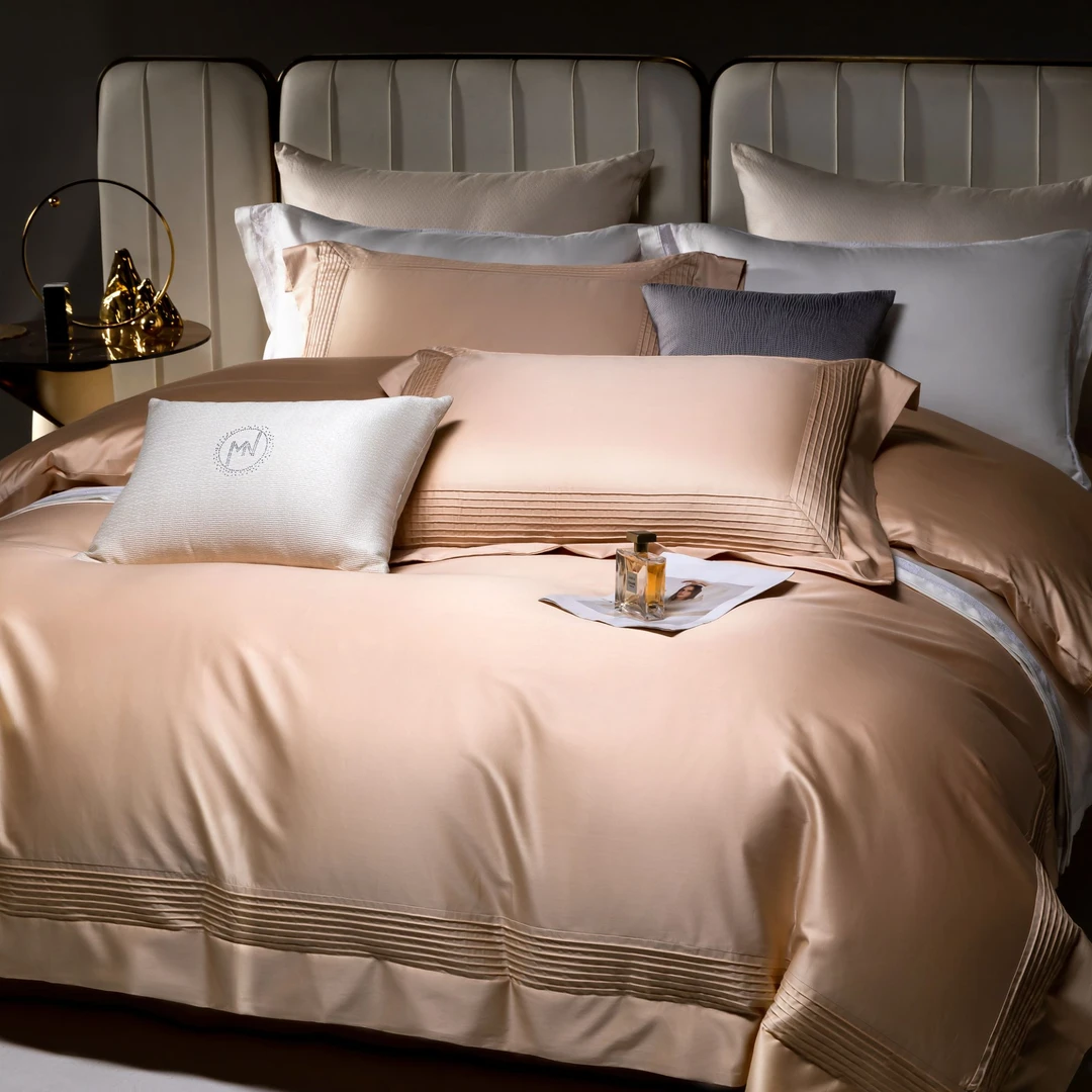 米国丽人丨全棉长绒棉手工打褶工艺轻奢高档柔软透气纯棉四件套