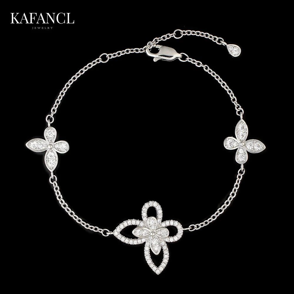 红楼 925银手链 镀K金 蝴蝶三花手链 ZF-C46