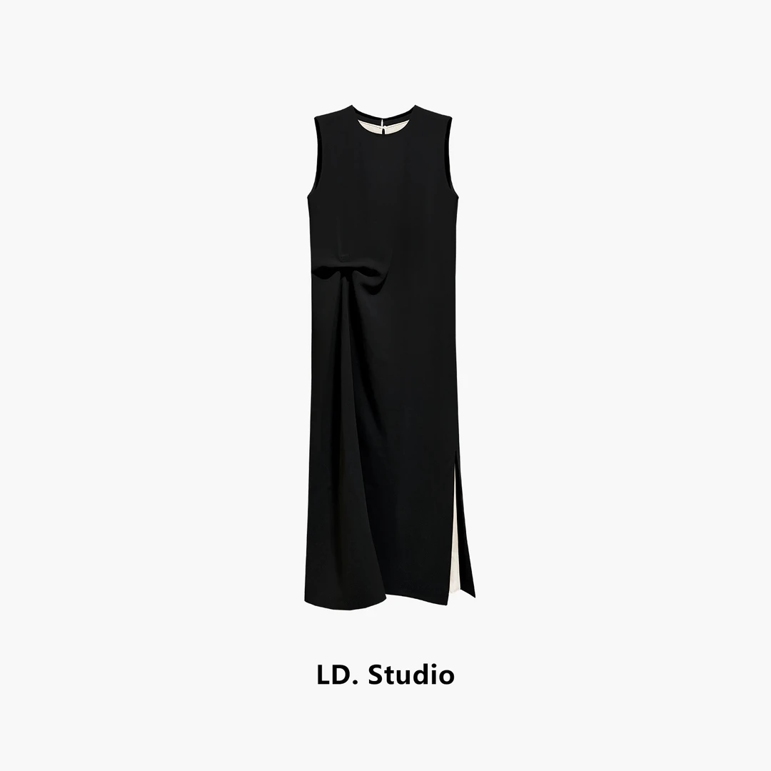 25年夏季新款醋酸轻奢连衣裙时尚设计宽松不挑人显瘦纯色LDQ23128