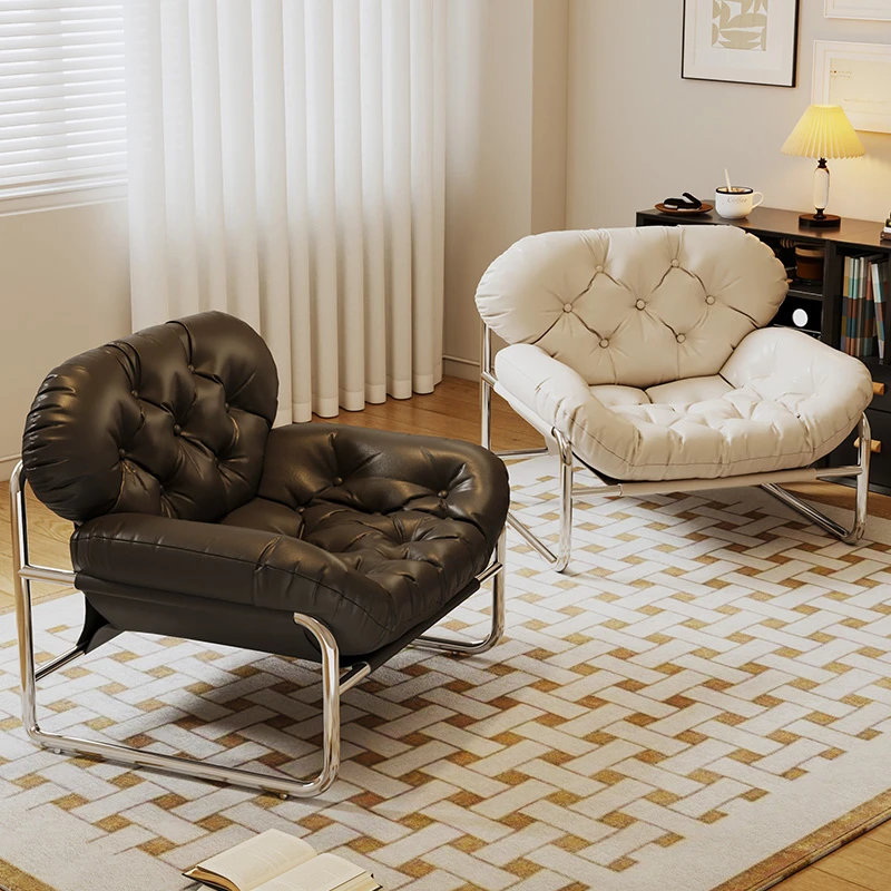 单人沙发椅极简懒人椅客厅卧室轻奢现代高端中古风阳台椅休闲椅子