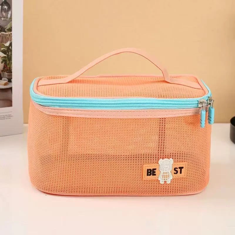 高颜值大容量网纱化妆包便携旅行护肤品收纳包可爱洗漱包新款XF