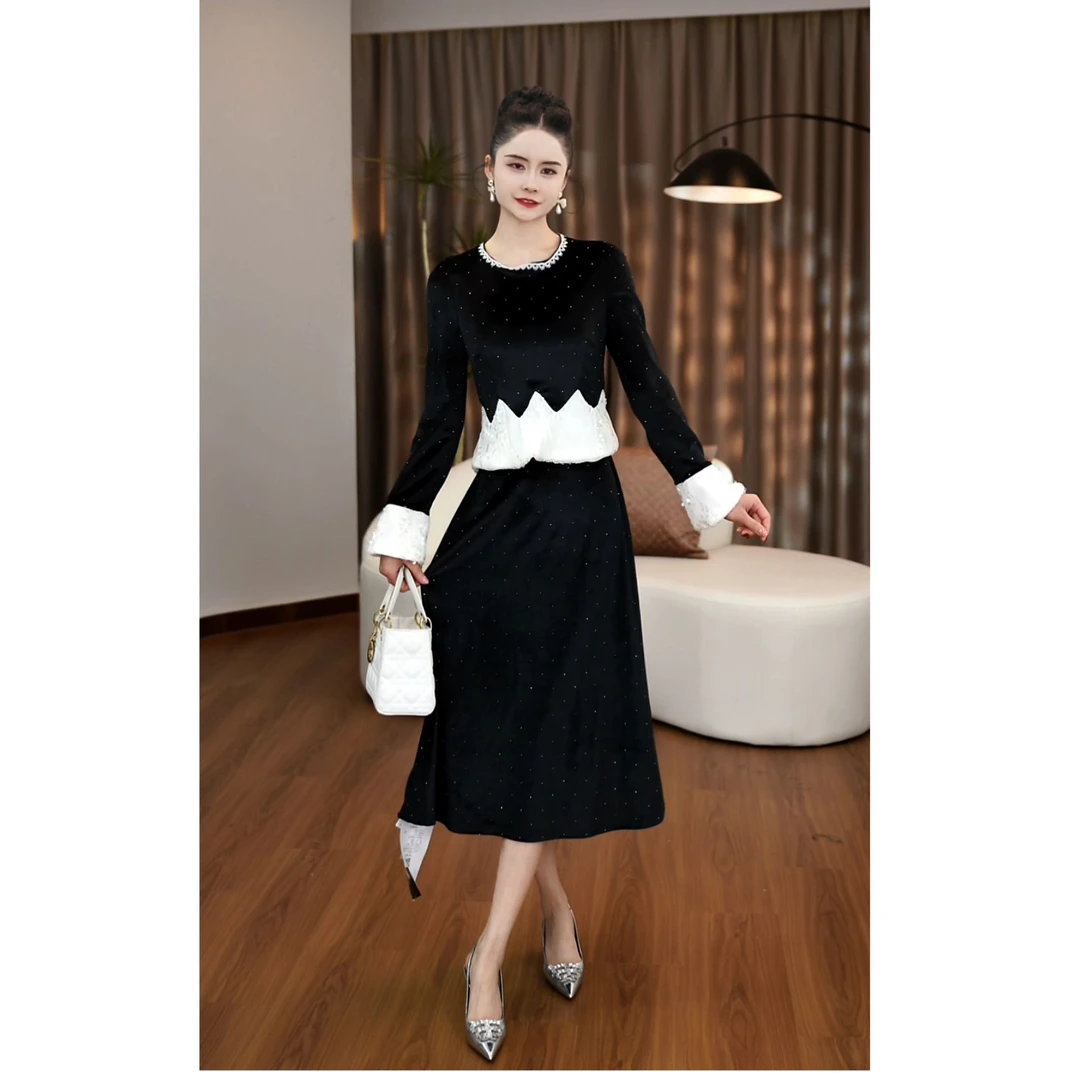 【然也专属】2025春秋时尚显瘦法式性感气质名媛女装连衣裙裙子2949