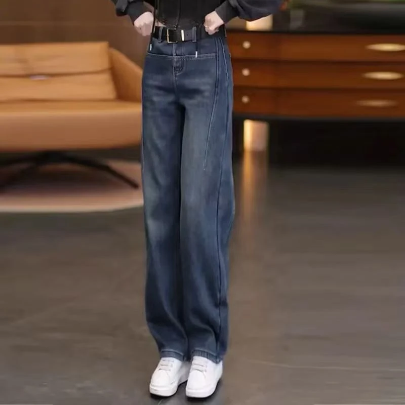 怀旧复古牛仔裤女春秋夏季2025新款高腰弯刀裤香蕉裤阔腿宽松裤子
