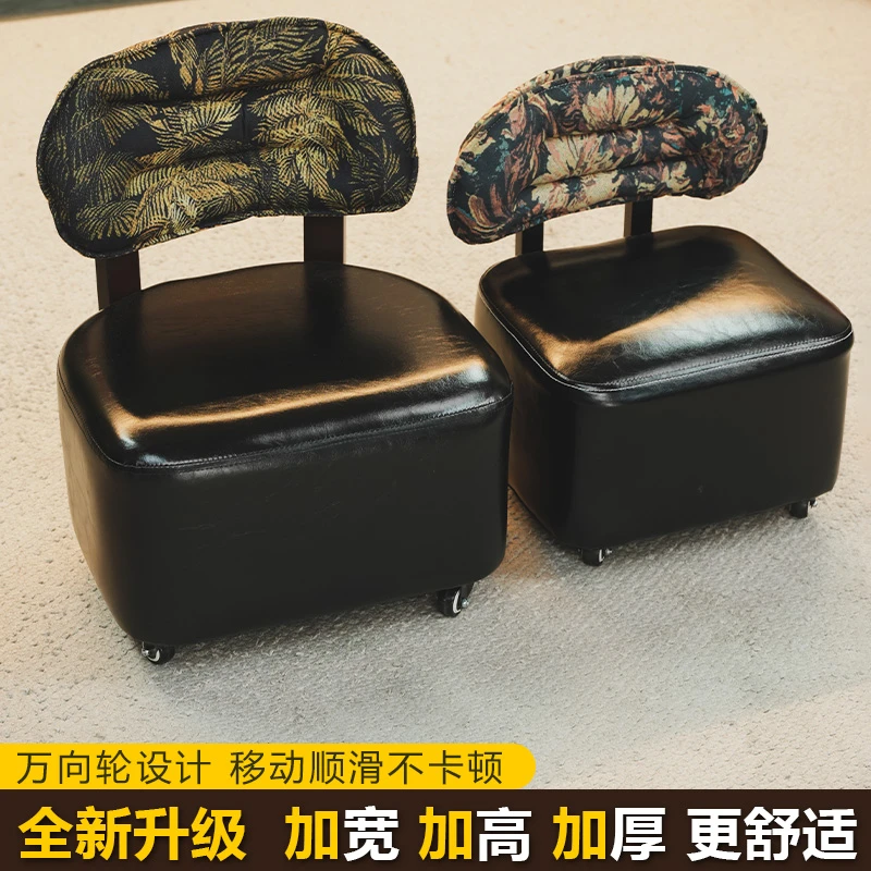 1【加大鎏金黑色溜溜沙发】溜溜靠背沙发繁花万向滑轮可移动小沙发