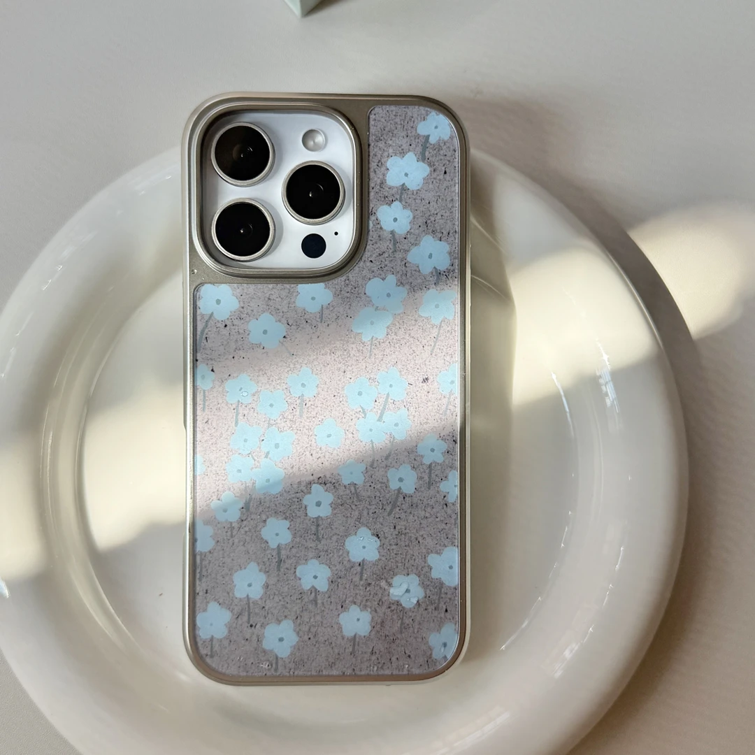 高级电镀银框碎花手机壳适用于多型号手机