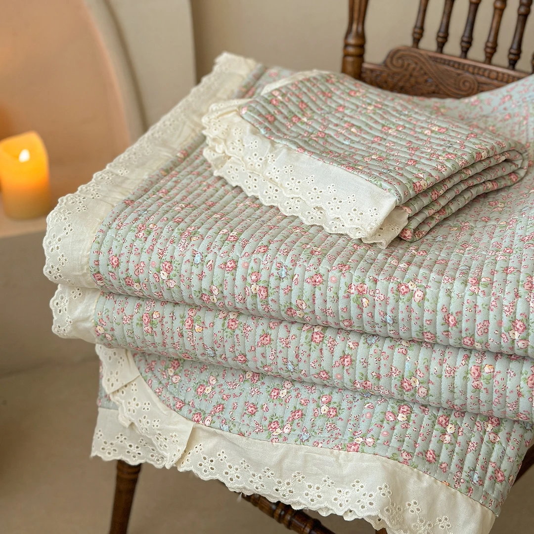 【幻蝶】特价清 法式花边款超柔软针织床盖三件套 不跑床可水洗机洗