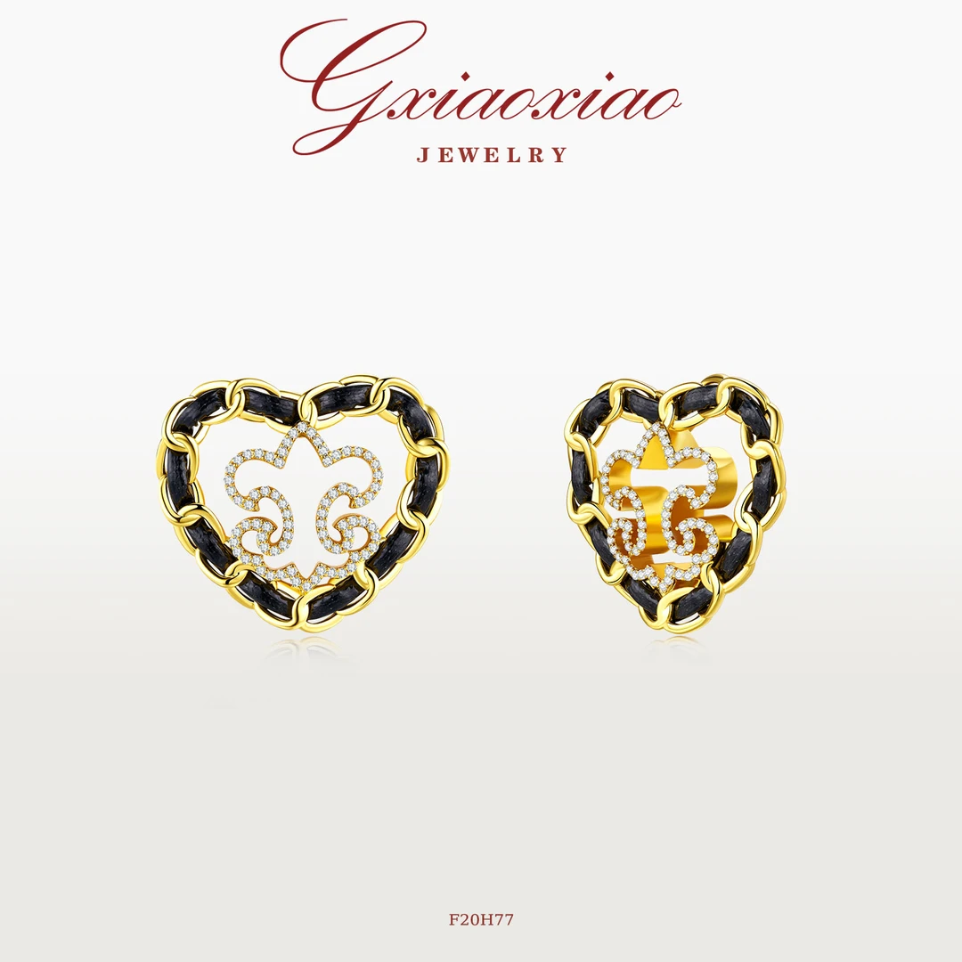 G XIAOXIAO 镀K金 法式气质个性高级百搭爱心鸢尾花耳环F20H77