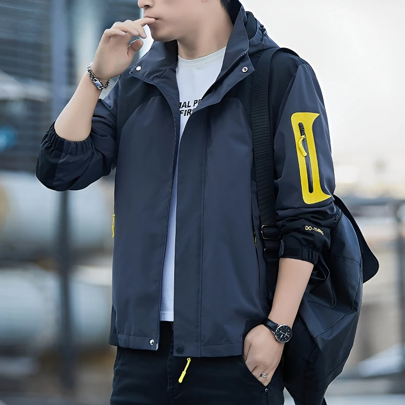 JEEP吉普冲锋衣男士连帽夹克防风防水春秋休闲男外套百搭宽松男装