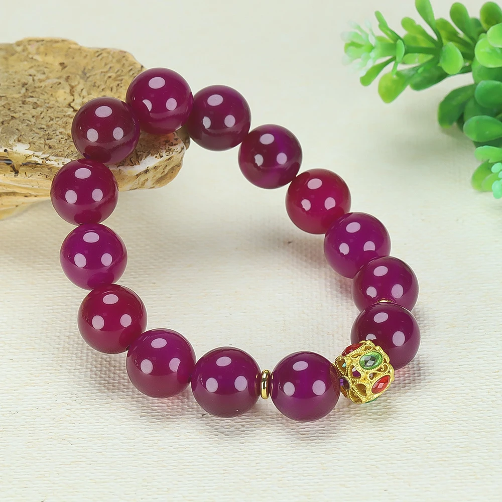 天然玉石 九紫离火玛瑙手串  珠子直径14mm