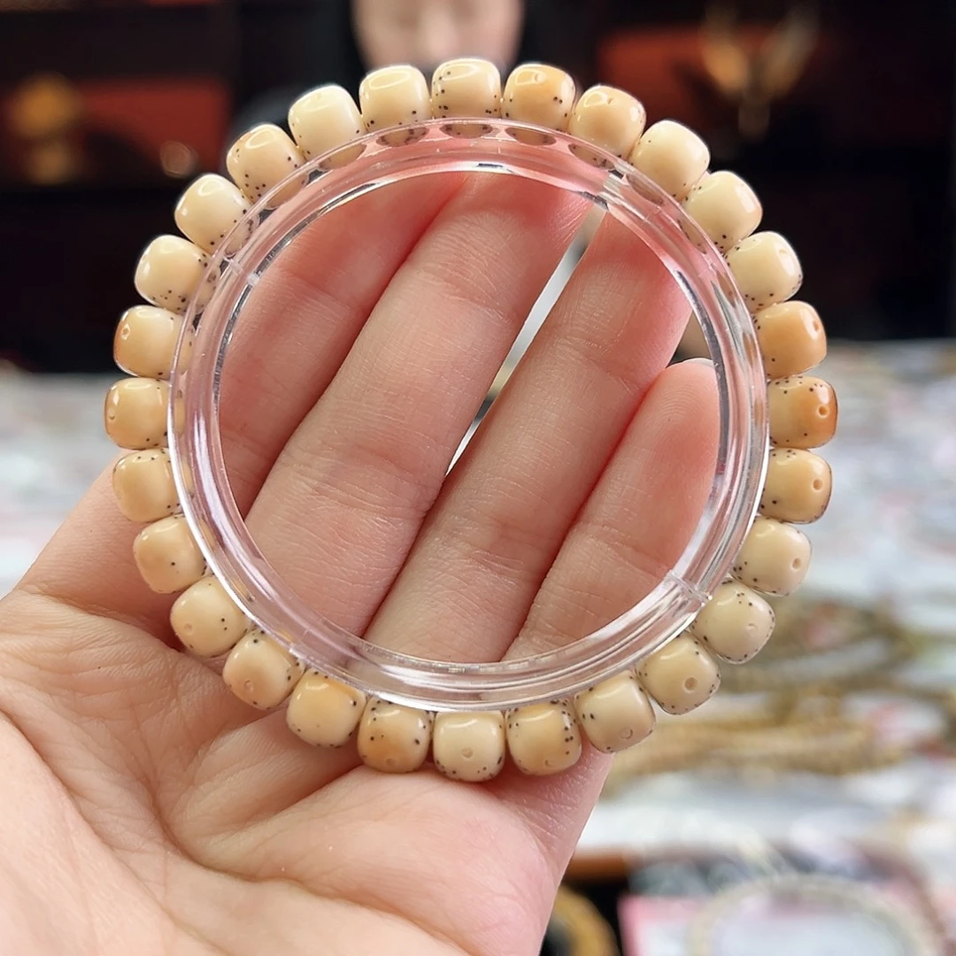 星月菩提手串Fqh8*7玉化火烧云 大光头贯穿通体 颗粒星