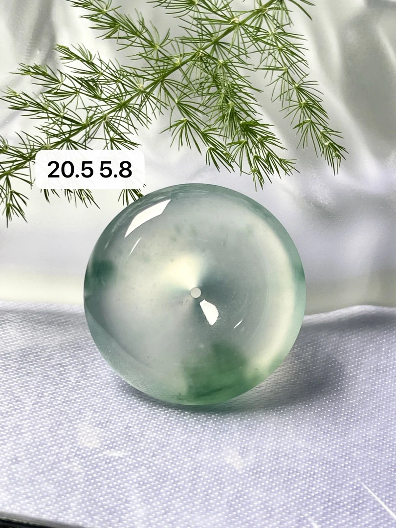 天然a货缅甸翡翠玻璃底飘绿花平安扣吊坠