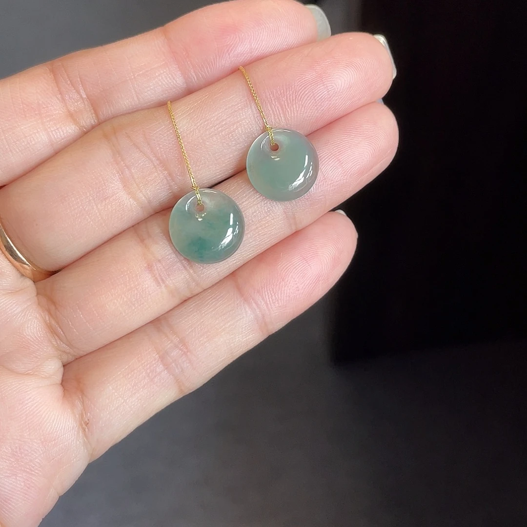 翡翠18K金镶嵌耳饰