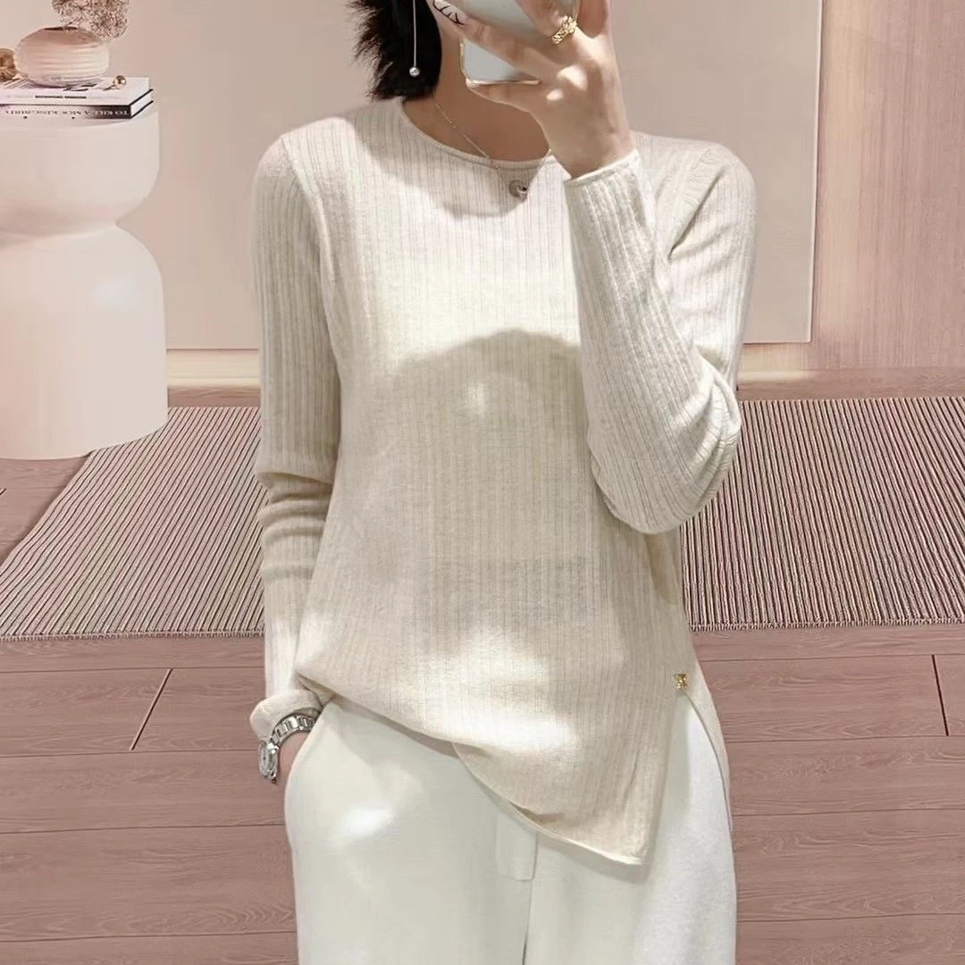 长袖圆领修身常规款冬季毛针织衫网红衫秋冬