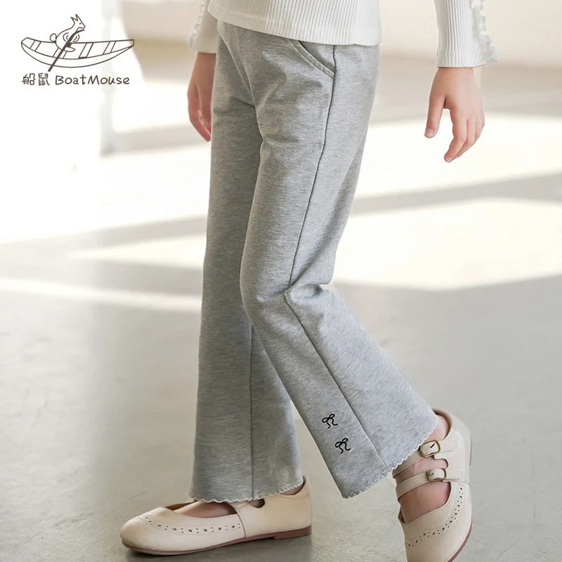 船鼠童装儿童裤子春秋款小女孩喇叭裤韩版时尚洋气休闲裤女童长裤