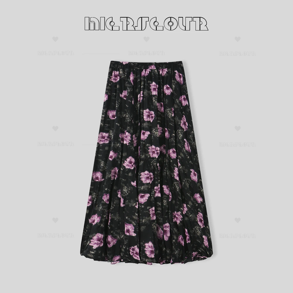 【蔷薇花絮】复古褶皱碎花半身裙休闲53839197