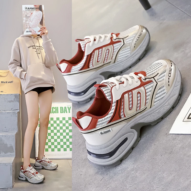 女鞋运动鞋百搭老爹鞋厚底ins小白鞋春季夏季秋季透气网面韩版时
