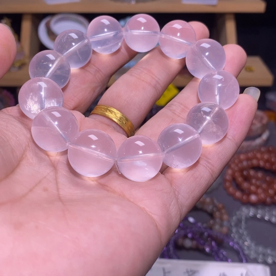 未镶嵌手串水晶17 莫桑比克星光粉 17