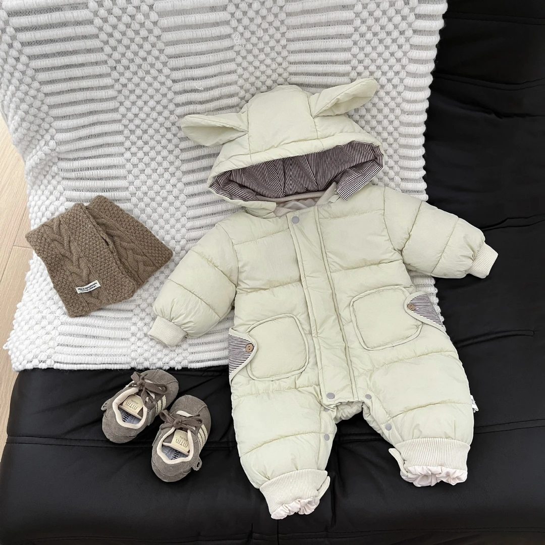男宝宝羽绒棉冬季连体衣新生婴儿衣服冬装女婴冬款加厚抱衣外出服