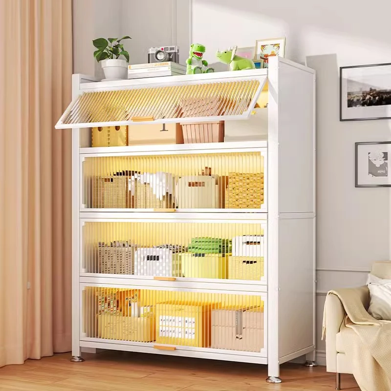 多功能置物架客厅靠墙落地多层带门防尘收纳置物柜家具客厅置物柜