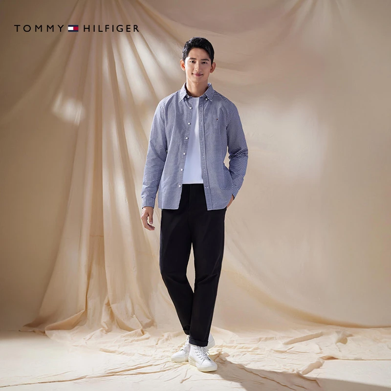 Tommy男装商务通勤纽扣拉链微弹合身直筒西裤长裤休闲裤78C2340