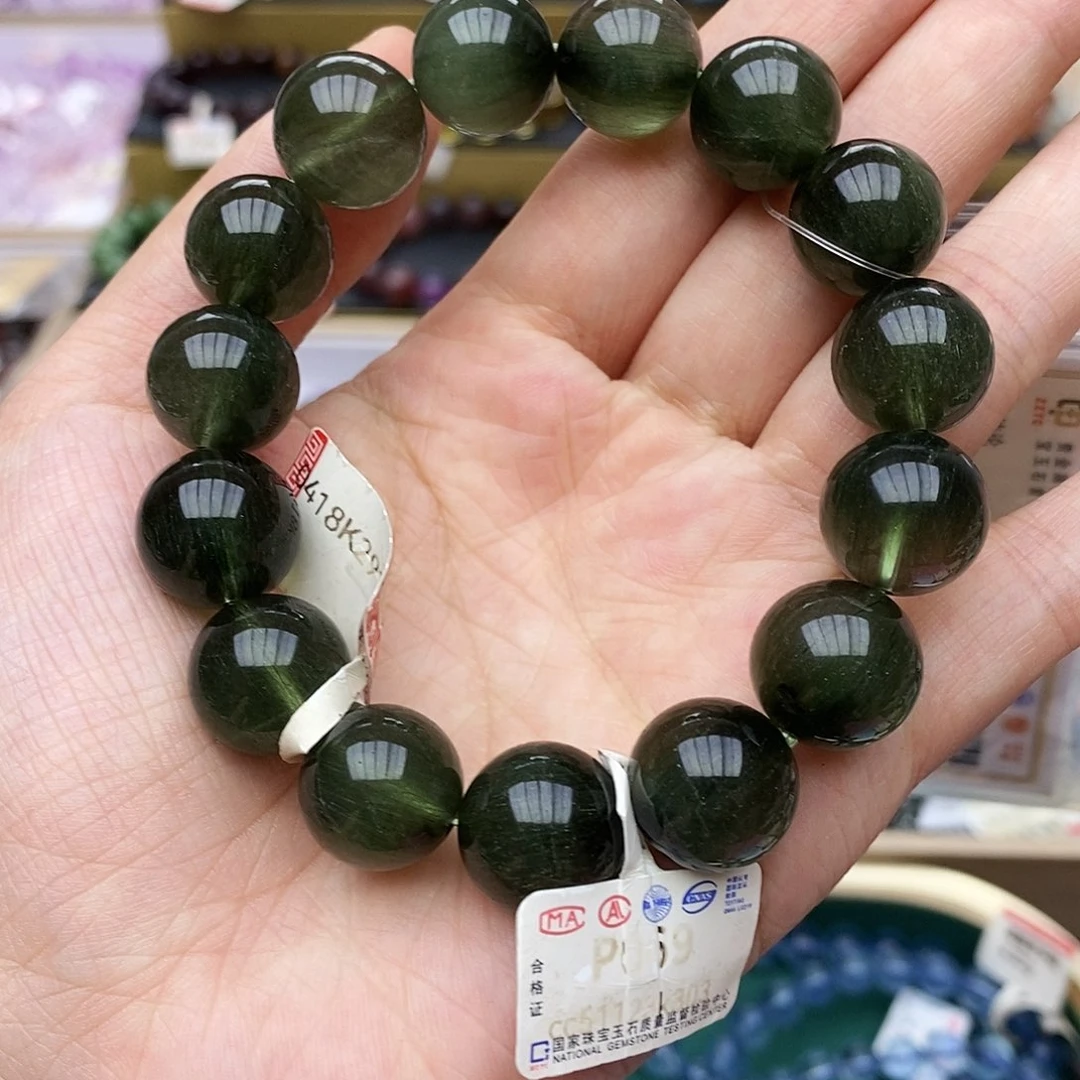 水晶手链未镶嵌P069 绿发晶 14m+