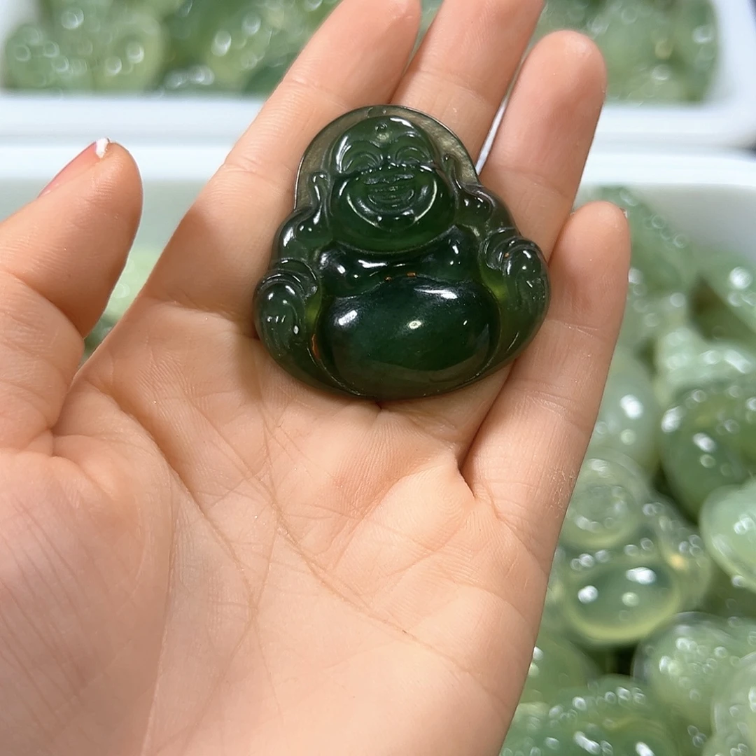 墨***师合金蛇纹石玉挂件