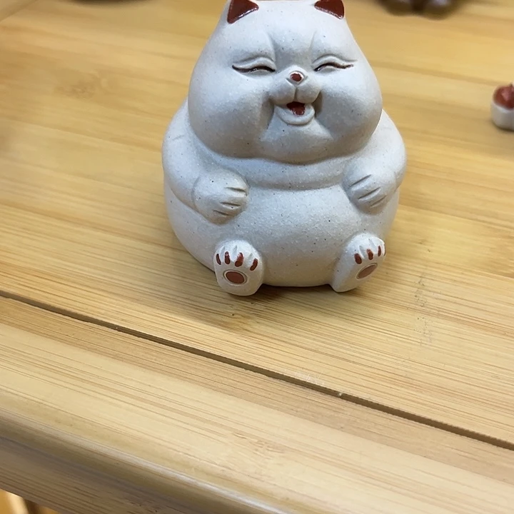 紫砂茶宠紫砂招财猫茶宠摆件
