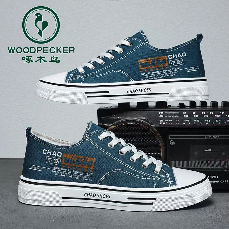 【正品】啄木鸟夏季休闲四季透气韩版帆布鞋春季潮流少年运动帆布鞋
