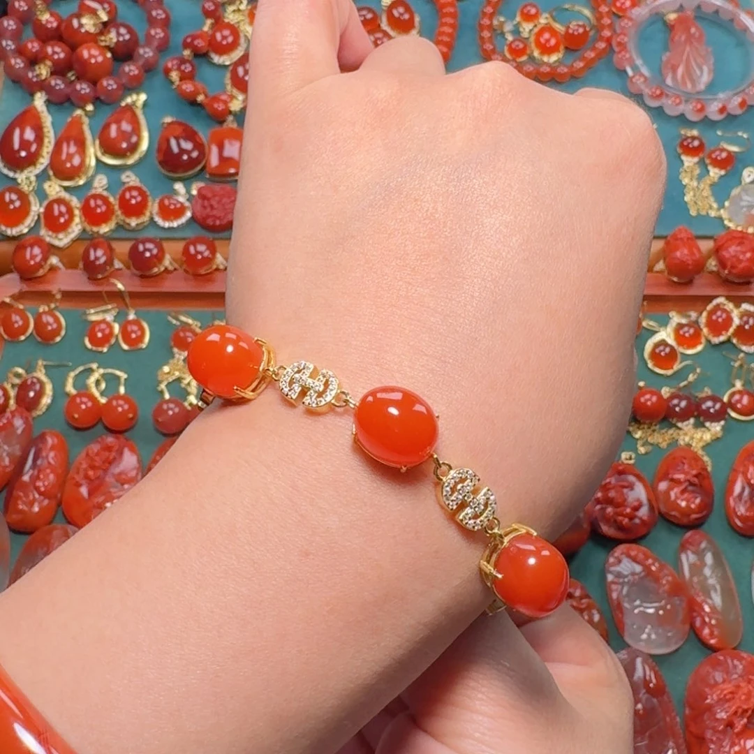 南红玛瑙南红 银S925镶嵌