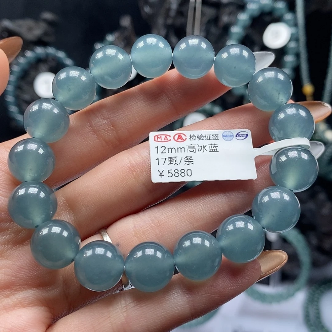未镶嵌手链翡翠呼***啦12mm圆珠手串