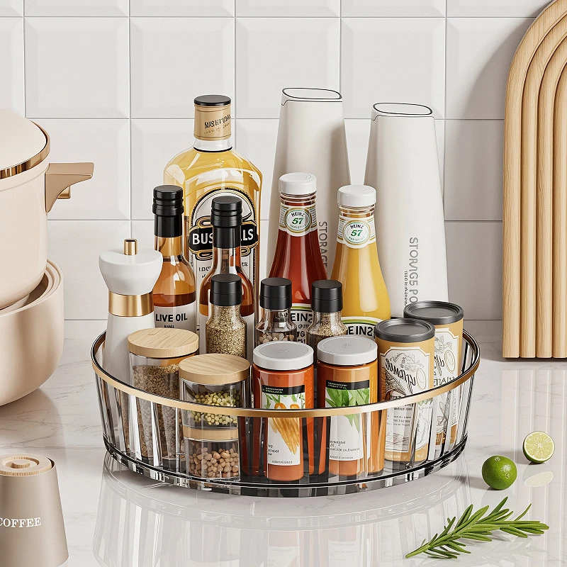 厨房收纳置物架旋转调料置物架家用佐料调味瓶整理架桌面收纳盒